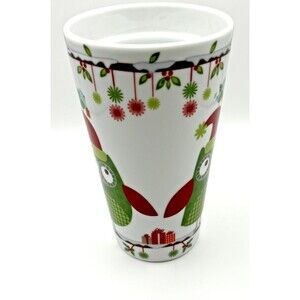Christmas Owl Coffee Tea Mug Cup Tall 6” Holiday Ceramic Festive Drinkware